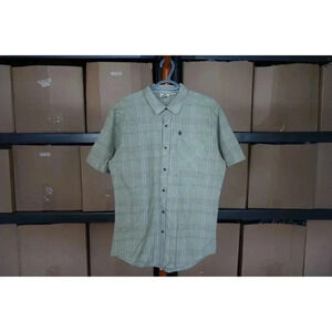 Y2K Volcom Organic Cotton Moss Green Slim Fit Shirt #330